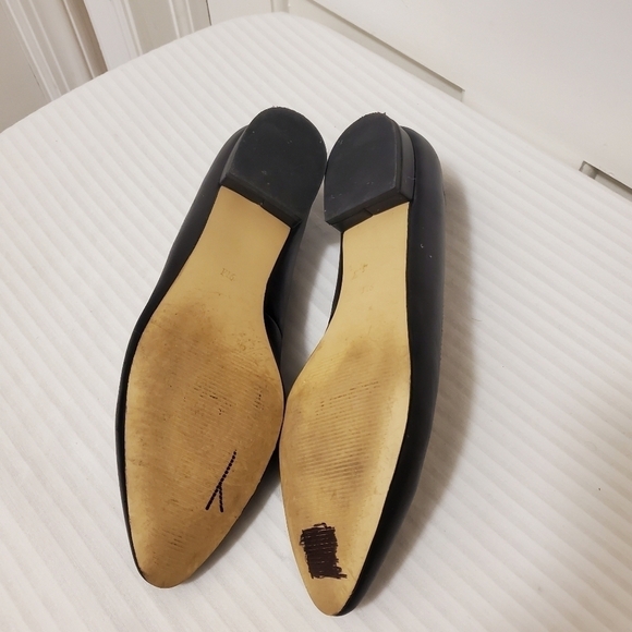 EC Talbots Edison Black Leather Flats, Scalloped Trim Classic Size 9M - Picture 7 of 12
